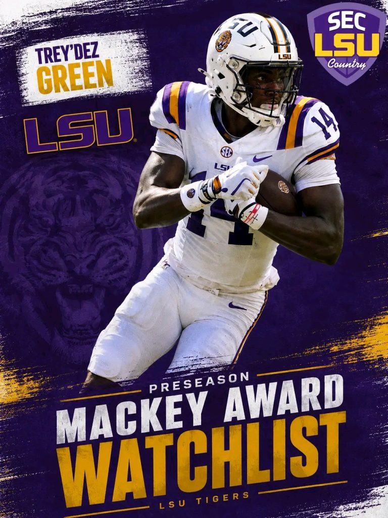 LSU tight end Trey’Dez Green was named to the 2026 Preseason Mackey Award Watchlist